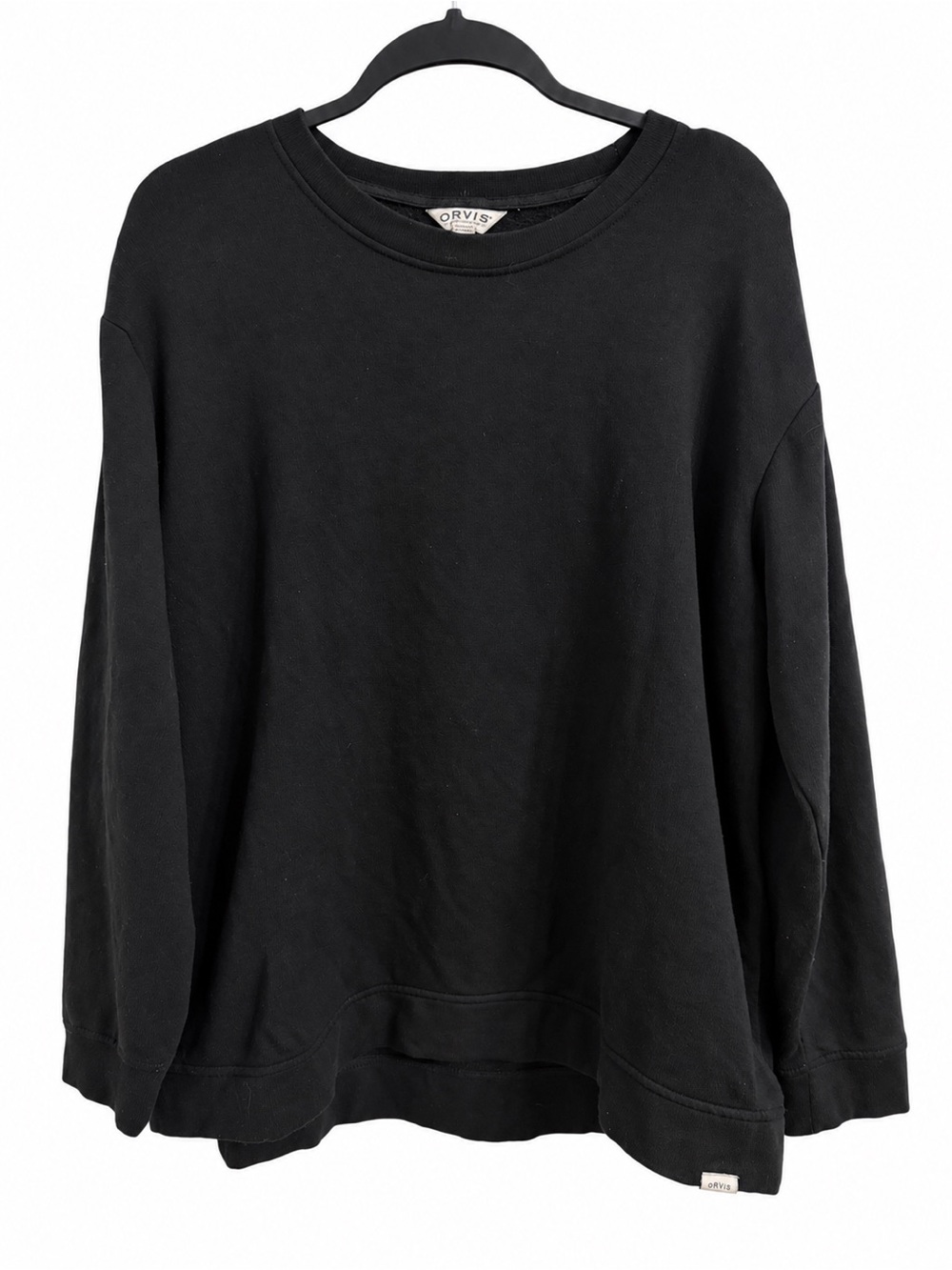 Orvis Women’s Black Modal Crewneck Sweatshirt Pullover Relaxed Fit Cozy Casual L